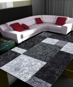 Tappeto moderno a quadri Hawaii - Nero