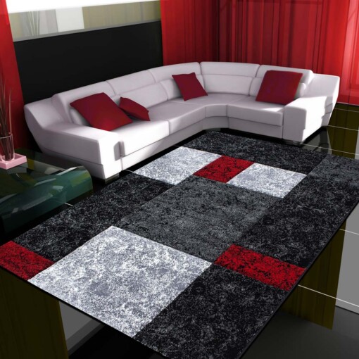 Tappeto moderno a quadri Hawaii - Rosso - sfeer