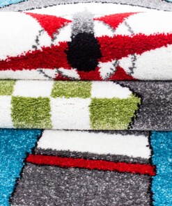 Tappeto per bambini Pirati - Blu/Verde - close up materiaal, thumbnail Tappeto per bambini Pirati - Blu/Verde - close up materiaal, thumbnail