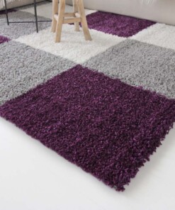 Tappeto a pelo lungo a quadri Shaggy Trend - Viola