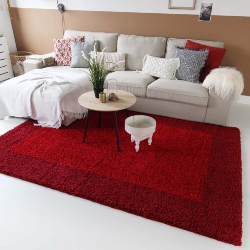 Passatoia a pelo lungo con bordo Shaggy Trend - Rosso - sfeer