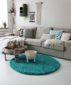 Tappeto rotondo pelo lungo - Shaggy Royal turchese - sfeer, thumbnail