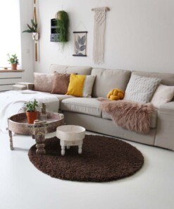 Tappeto rotondo pelo lungo - Shaggy Royal marrone - sfeer, thumbnail