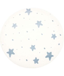 Tappeto bambini rotondo stelle - Lyra crema/blu - overzicht boven