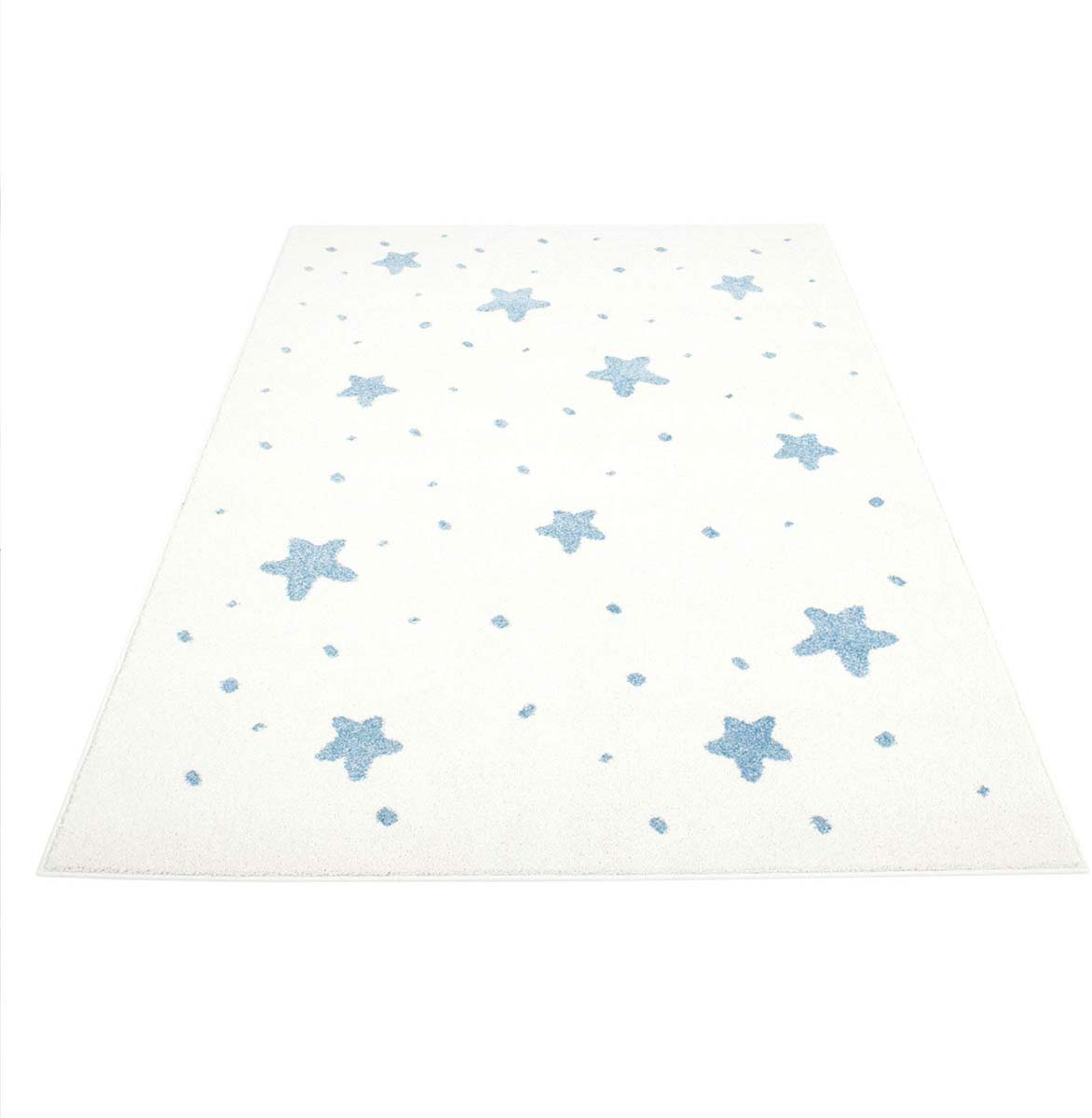 Tappeto bambini con stelle - Lyra crema/blu - overzicht schuin Tappeto bambini con stelle - Lyra crema/blu - overzicht schuin