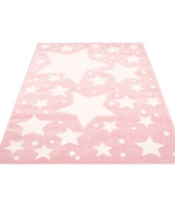 Tappeto bambini quadrato stelle - Stella rosa/crema - overzicht schuin, thumbnail