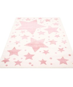 Tappeto bambini quadrato stelle - Stella crema/rosa - overzicht schuin, thumbnail