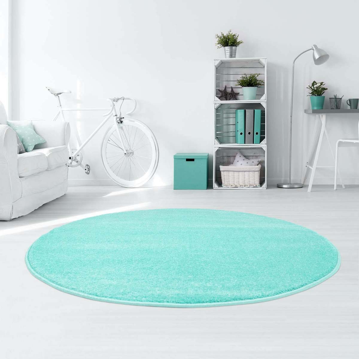 Tappeto rotondo cameretta - Softpile blu menta - sfeer Tappeto rotondo cameretta - Softpile blu menta - sfeer