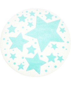 Tappeto bambini rotondo stelle - Stella crema/blu menta - overzicht boven