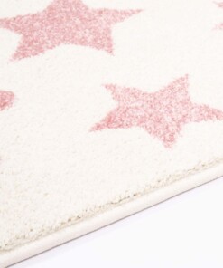 Tappeto bambini quadrato stelle - Stella crema/rosa - close up zijkant, thumbnail