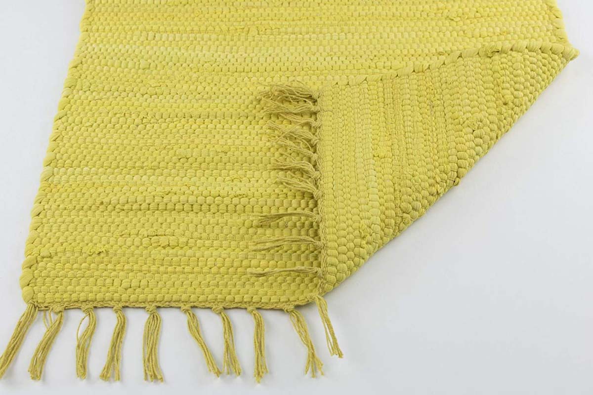 Tappeto kilim - Bomull giallo - close up vouw Tappeto kilim - Bomull giallo - close up vouw