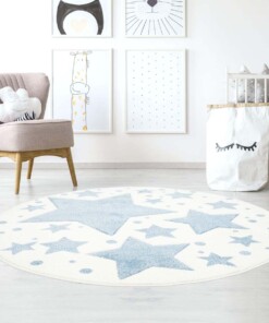 Tappeto bambini rotondo stelle - Stella crema/blu - sfeer