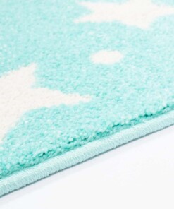 Tappeto bambini quadrato stelle - Stella blu menta/crema - close up zijkant, thumbnail