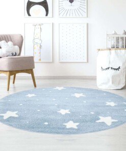 Tappeto bambini rotondo stelle - Lyra blu/crema - sfeer