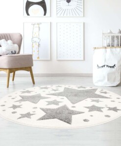 Tappeto bambini rotondo stelle - Stella crema/grigio - sfeer