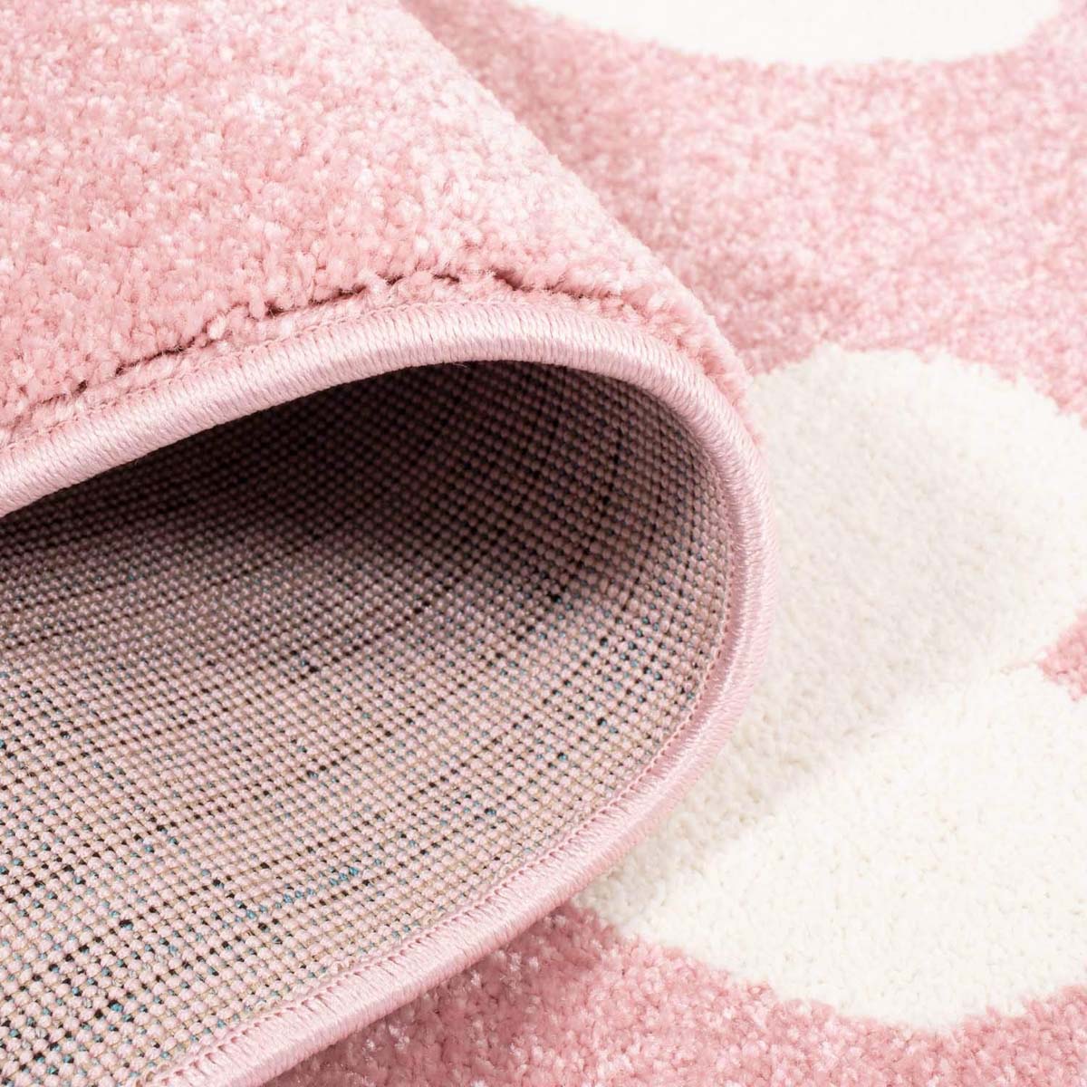 Tappeto bambini con cuori rotondo - Amie rosa/crema - close up vouw Tappeto bambini con cuori rotondo - Amie rosa/crema - close up vouw