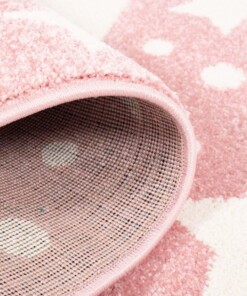 Tappeto bambini rotondo stelle - Stella rosa/crema - close up vouw, thumbnail