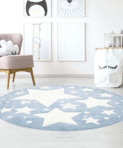 Tappeto bambini rotondo stelle - Stella blu/crema - sfeer