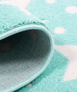 Tappeto bambini rotondo stelle - Stella blu menta/crema - close up vouw, thumbnail