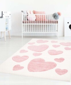 Tappeto bambini con cuori quadrato - Amie crema/rosa - sfeer