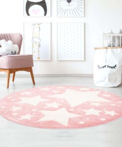 Tappeto bambini rotondo stelle - Stella rosa/crema - sfeer