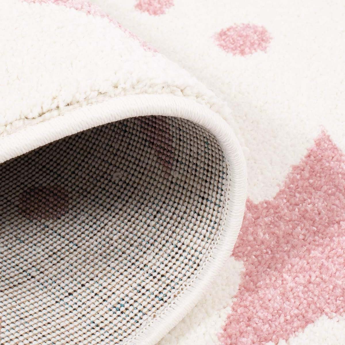 Tappeto bambini rotondo stelle - Stella crema/rosa - close up vouw Tappeto bambini rotondo stelle - Stella crema/rosa - close up vouw