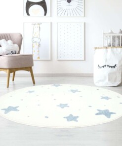 Tappeto bambini rotondo stelle - Lyra crema/blu - sfeer