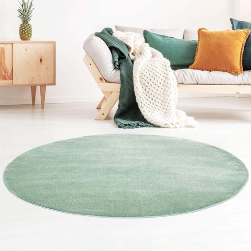 Tappeto rotondo in velluto Gala - Verde menta - sfeer