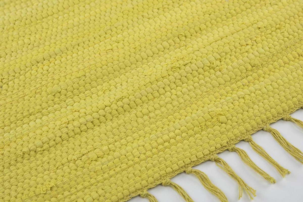 Tappeto kilim - Bomull giallo - close up zijkant Tappeto kilim - Bomull giallo - close up zijkant