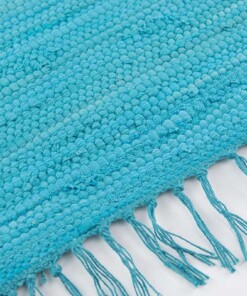 Tappeto kilim - Bomull turchese - close up zijkant, thumbnail