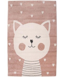 Tappeto per bambini Happy Cat - Rosa/Bianco - overzicht boven, thumbnail Tappeto per bambini Happy Cat - Rosa/Bianco - overzicht boven, thumbnail
