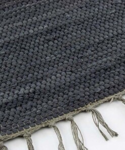 Passatoia kilim - Bomull antracite - close up zijkant, thumbnail