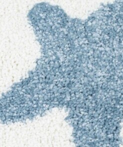 Tappeto bambini rotondo stelle - Lyra crema/blu - close up materiaal, thumbnail