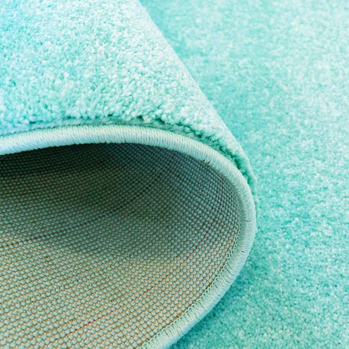 Tappeto rotondo cameretta - Softpile blu menta - close up vouw Tappeto rotondo cameretta - Softpile blu menta - close up vouw