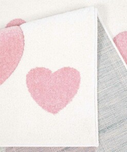Tappeto bambini con cuori quadrato - Amie crema/rosa - close up vouw, thumbnail