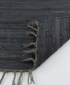 Passatoia kilim - Bomull antracite - close up vouw, thumbnail