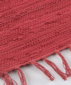 Tappeto kilim - Bomull rosso - close up zijkant, thumbnail