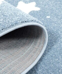 Tappeto bambini rotondo stelle - Lyra blu/crema - close up vouw, thumbnail