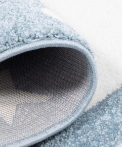 Tappeto bambini rotondo stelle - Stella blu/crema - close up vouw, thumbnail