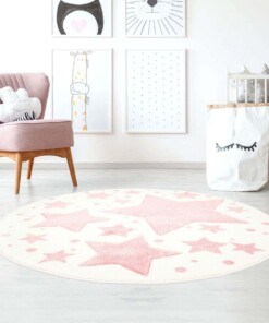 Tappeto bambini rotondo stelle - Stella crema/rosa - sfeer