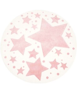Tappeto bambini rotondo stelle - Stella crema/rosa - overzicht boven