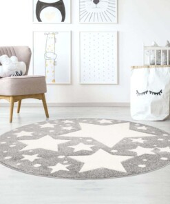 Tappeto bambini rotondo stelle - Stella grigio/crema - sfeer