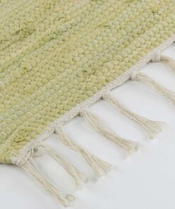 Tappeto kilim - Bomull verde/bianco - close up hoek, thumbnail