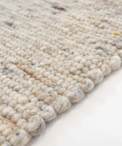Tappeto in lana tessuto a mano Ylva - Beige/Grigio - close up zijkant, thumbnail