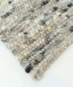 Tappeto in lana tessuto a mano Veve - Grigio/Crema - close up zijkant, thumbnail Tappeto in lana tessuto a mano Veve - Grigio/Crema - close up zijkant, thumbnail