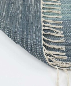 Passatoia kilim - Bomull blu/bianco - close up vouw, thumbnail