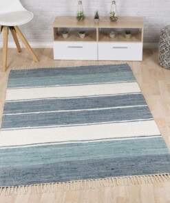 Tappeto kilim - Bomull blu/bianco - sfeer