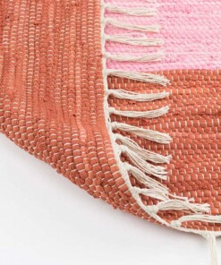 Tappeto kilim - Bomull rosso/bianco - close up vouw, thumbnail