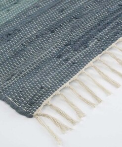 Passatoia kilim - Bomull blu/bianco - close up hoek, thumbnail