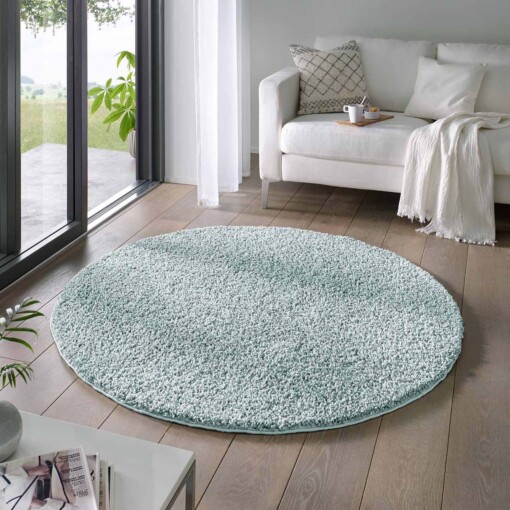 Tappeto rotondo a pelo lungo Classic - Azzurro - sfeer